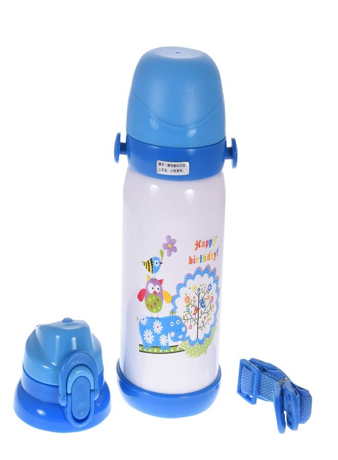 ماما ميا زجاجة ماء للأطفال من ماماميا معزولة بتفريغ الهواء، مزودة بغطاء للشرب والصب - 650 مل (أزرق) - Image 1